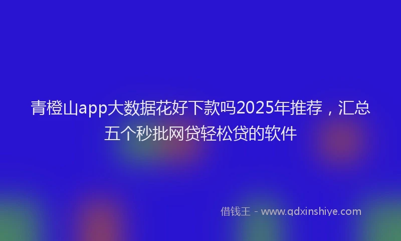青橙山app大数据花好下款吗2025年推荐，汇总五个秒批网贷轻松贷的软件