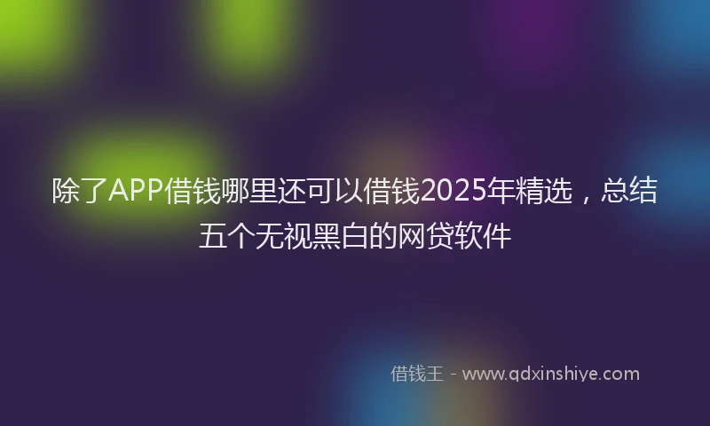除了APP借钱哪里还可以借钱2025年精选，总结五个无视黑白的网贷软件