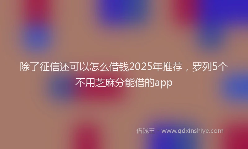 除了征信还可以怎么借钱2025年推荐，罗列5个不用芝麻分能借的app