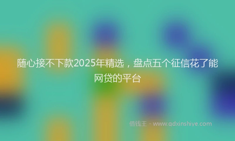 随心接不下款2025年精选，盘点五个征信花了能网贷的平台