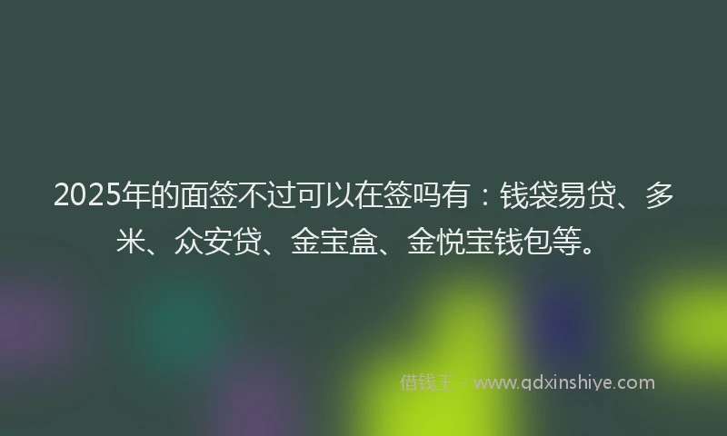 2025年的面签不过可以在签吗有：钱袋易贷、多米、众安贷、金宝盒、金悦宝钱包等。