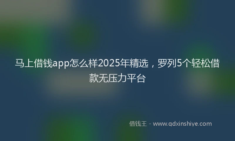 马上借钱app怎么样2025年精选，罗列5个轻松借款无压力平台