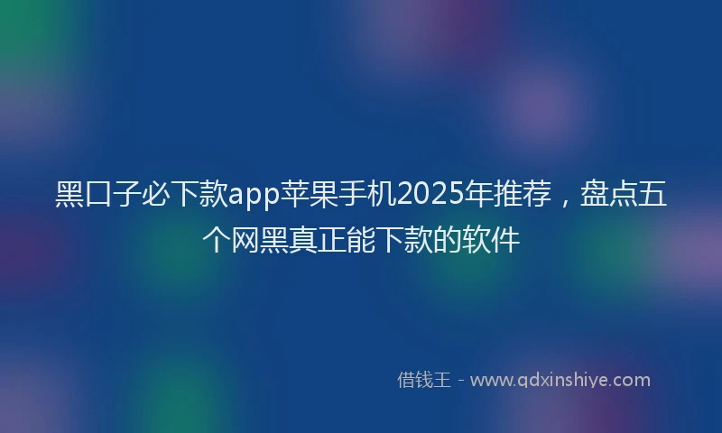 黑口子必下款app苹果手机2025年推荐，盘点五个网黑真正能下款的软件