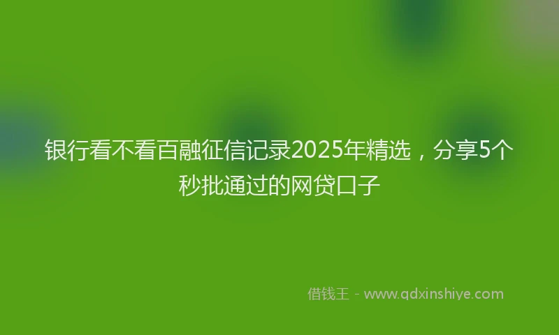 银行看不看百融征信记录2025年精选，分享5个秒批通过的网贷口子