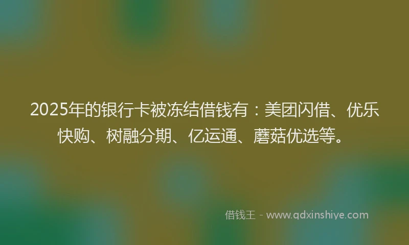 2025年的银行卡被冻结借钱有：美团闪借、优乐快购、树融分期、亿运通、蘑菇优选等。