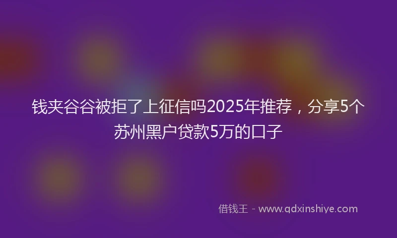 钱夹谷谷被拒了上征信吗2025年推荐，分享5个苏州黑户贷款5万的口子