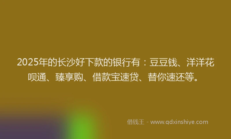 2025年的长沙好下款的银行有：豆豆钱、洋洋花呗通、臻享购、借款宝速贷、替你速还等。
