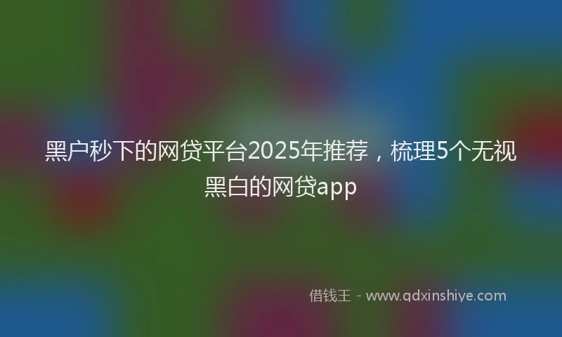 黑户秒下的网贷平台2025年推荐，梳理5个无视黑白的网贷app