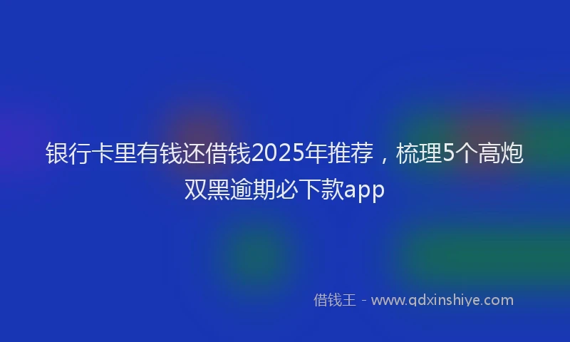 银行卡里有钱还借钱2025年推荐，梳理5个高炮双黑逾期必下款app