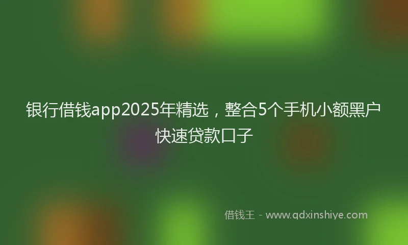银行借钱app2025年精选，整合5个手机小额黑户快速贷款口子