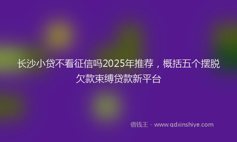 长沙小贷不看征信吗2025年推荐，概括五个摆脱欠款束缚贷款新平台