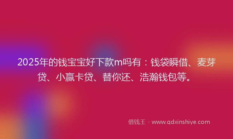 2025年的钱宝宝好下款m吗有：钱袋瞬借、麦芽贷、小赢卡贷、替你还、浩瀚钱包等。
