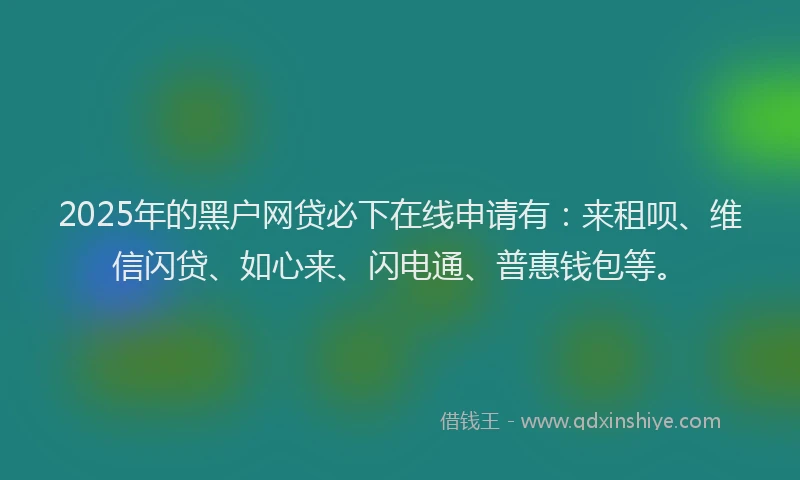 2025年的黑户网贷必下在线申请有：来租呗、维信闪贷、如心来、闪电通、普惠钱包等。