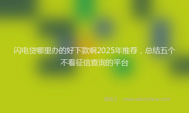 闪电贷哪里办的好下款啊2025年推荐，总结五个不看征信查询的平台