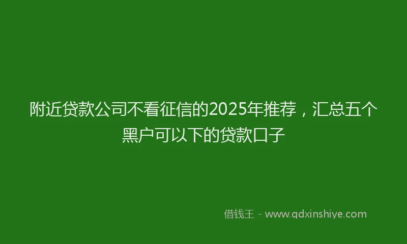附近贷款公司不看征信的2025年推荐，汇总五个黑户可以下的贷款口子