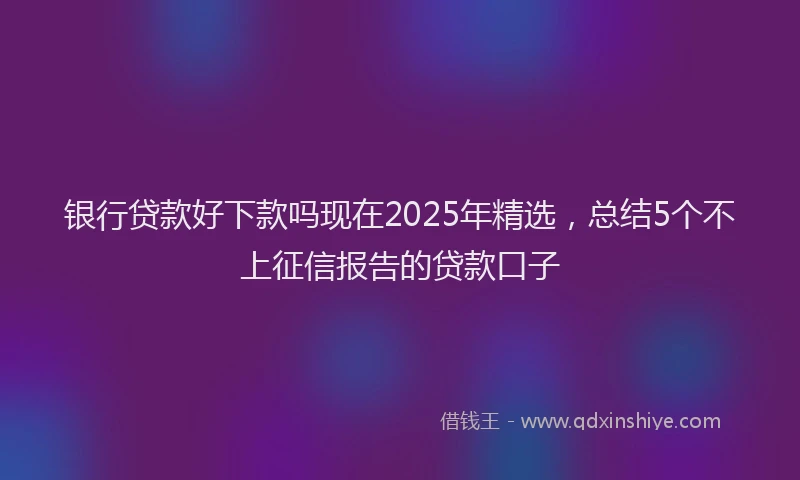 银行贷款好下款吗现在2025年精选，总结5个不上征信报告的贷款口子