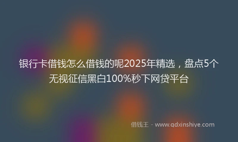 银行卡借钱怎么借钱的呢2025年精选，盘点5个无视征信黑白100%秒下网贷平台