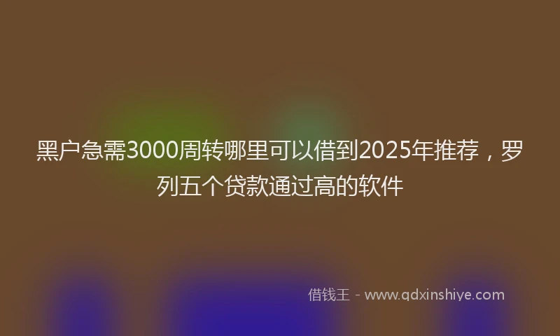 黑户急需3000周转哪里可以借到2025年推荐，罗列五个贷款通过高的软件