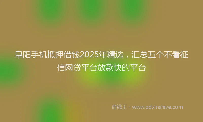 阜阳手机抵押借钱2025年精选，汇总五个不看征信网贷平台放款快的平台