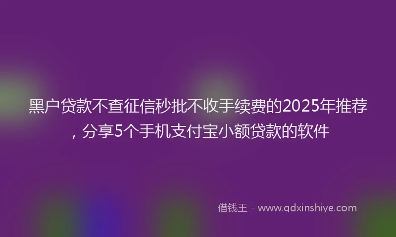 黑户贷款不查征信秒批不收手续费的2025年推荐，分享5个手机支付宝小额贷款的软件