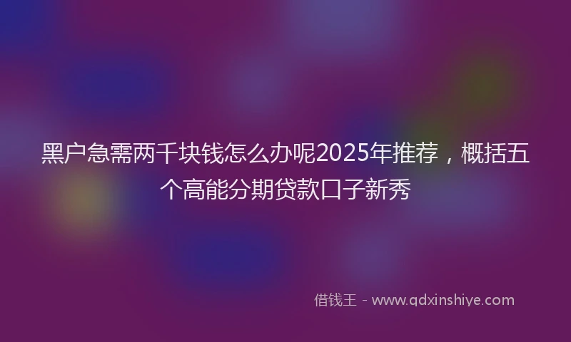 黑户急需两千块钱怎么办呢2025年推荐，概括五个高能分期贷款口子新秀