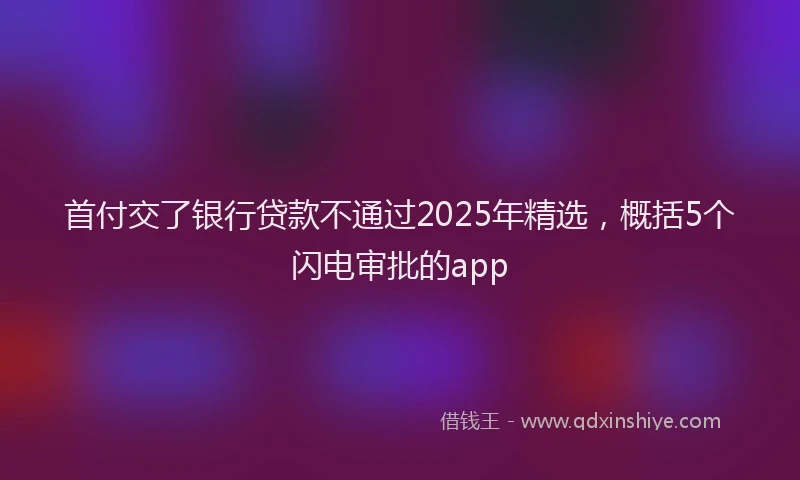 首付交了银行贷款不通过2025年精选，概括5个闪电审批的app
