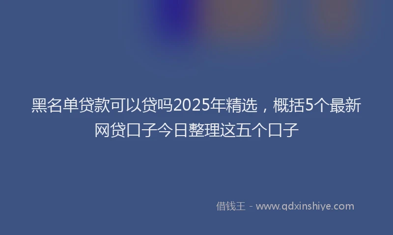 黑名单贷款可以贷吗2025年精选，概括5个最新网贷口子今日整理这五个口子