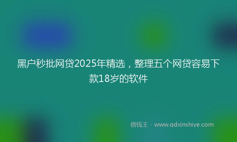 黑户秒批网贷2025年精选，整理五个网贷容易下款18岁的软件