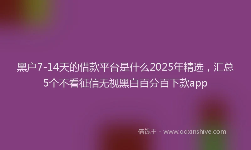 黑户7-14天的借款平台是什么2025年精选，汇总5个不看征信无视黑白百分百下款app