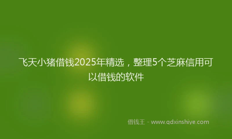 飞天小猪借钱2025年精选，整理5个芝麻信用可以借钱的软件