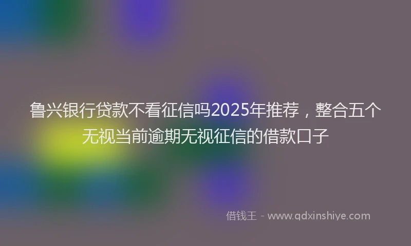 鲁兴银行贷款不看征信吗2025年推荐，整合五个无视当前逾期无视征信的借款口子
