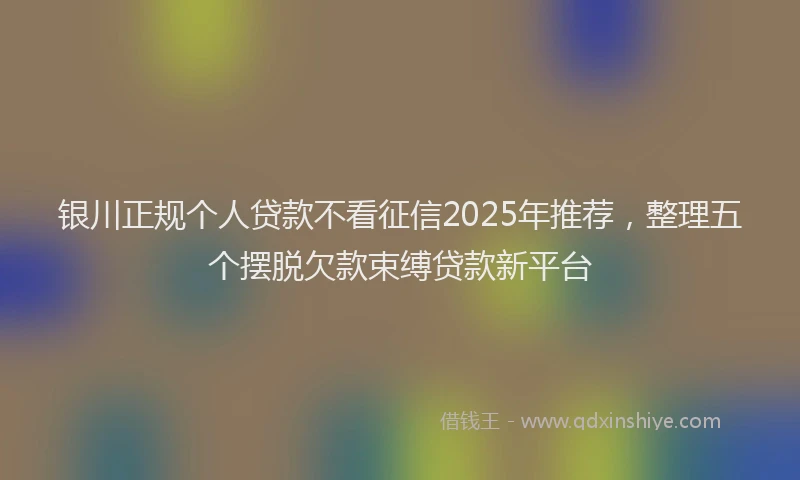 银川正规个人贷款不看征信2025年推荐，整理五个摆脱欠款束缚贷款新平台