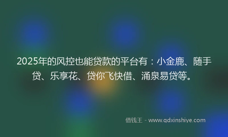 2025年的风控也能贷款的平台有：小金鹿、随手贷、乐享花、贷你飞快借、涌泉易贷等。