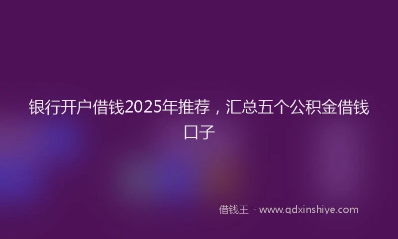 银行开户借钱2025年推荐，汇总五个公积金借钱口子