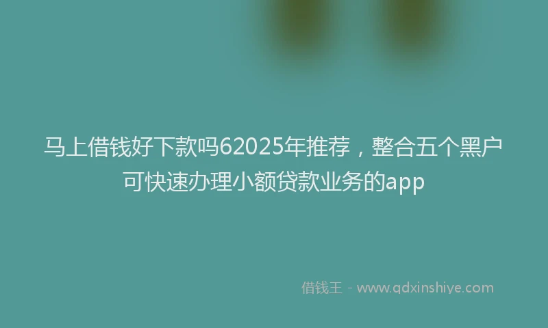 马上借钱好下款吗62025年推荐，整合五个黑户可快速办理小额贷款业务的app