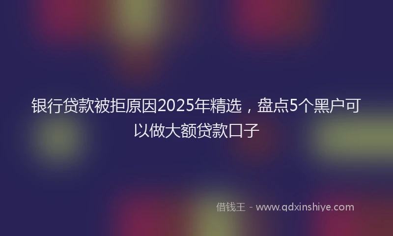 银行贷款被拒原因2025年精选，盘点5个黑户可以做大额贷款口子