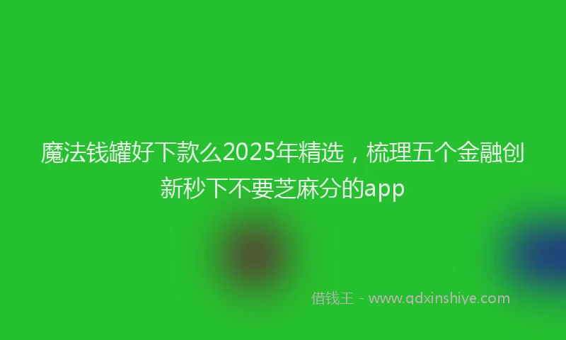 魔法钱罐好下款么2025年精选，梳理五个金融创新秒下不要芝麻分的app
