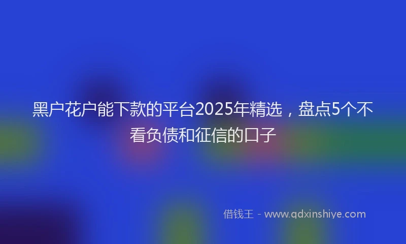 黑户花户能下款的平台2025年精选，盘点5个不看负债和征信的口子