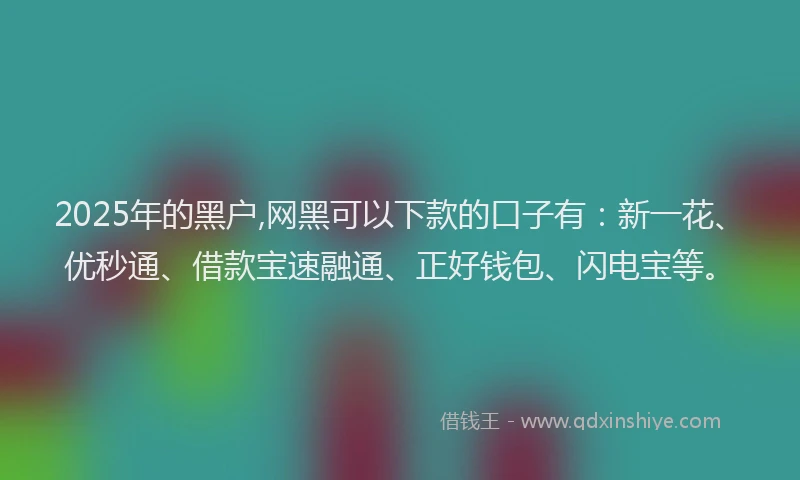 2025年的黑户,网黑可以下款的口子有：新一花、优秒通、借款宝速融通、正好钱包、闪电宝等。