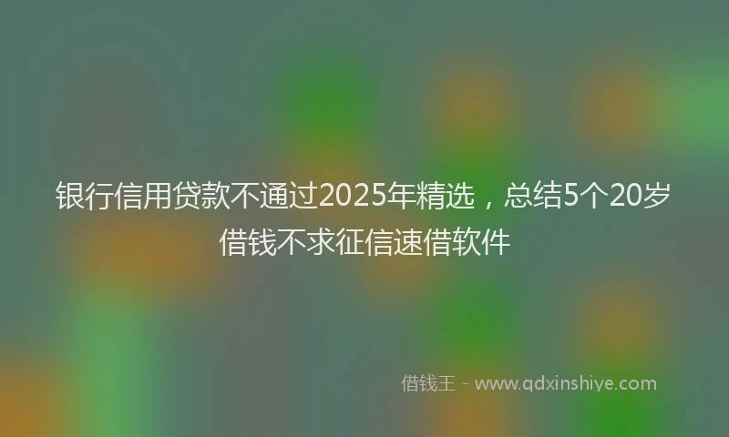银行信用贷款不通过2025年精选，总结5个20岁借钱不求征信速借软件