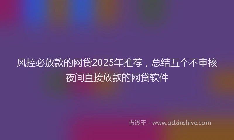风控必放款的网贷2025年推荐，总结五个不审核夜间直接放款的网贷软件