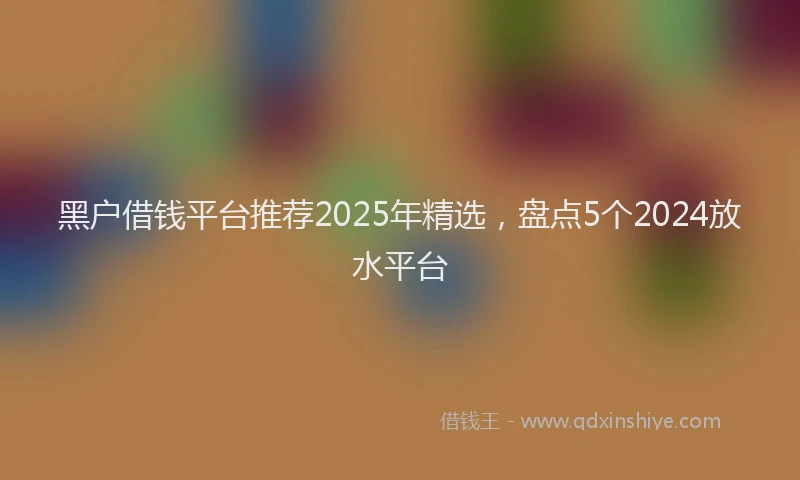 黑户借钱平台推荐2025年精选，盘点5个2024放水平台