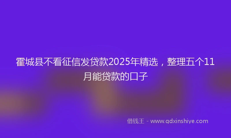 霍城县不看征信发贷款2025年精选，整理五个11月能贷款的口子