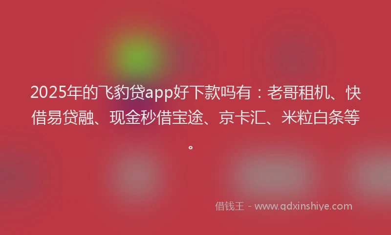 2025年的飞豹贷app好下款吗有：老哥租机、快借易贷融、现金秒借宝途、京卡汇、米粒白条等。