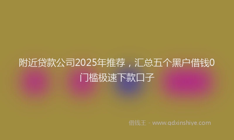 附近贷款公司2025年推荐，汇总五个黑户借钱0门槛极速下款口子