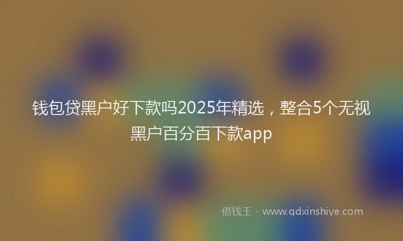 钱包贷黑户好下款吗2025年精选，整合5个无视黑户百分百下款app