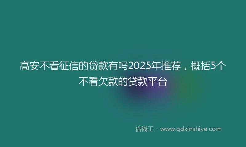 高安不看征信的贷款有吗2025年推荐，概括5个不看欠款的贷款平台