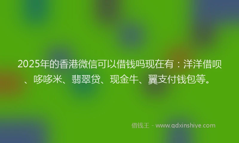 2025年的香港微信可以借钱吗现在有：洋洋借呗、哆哆米、翡翠贷、现金牛、翼支付钱包等。