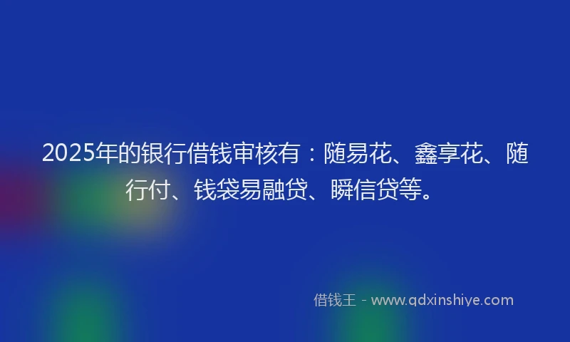 2025年的银行借钱审核有：随易花、鑫享花、随行付、钱袋易融贷、瞬信贷等。