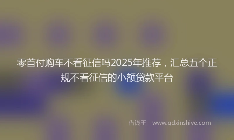 零首付购车不看征信吗2025年推荐，汇总五个正规不看征信的小额贷款平台